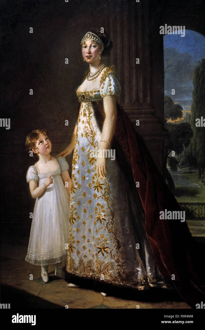 Porträt von Caroline Murat mit ihrer Tochter Letizia 1807 Marie Élisabeth Louise Vigée Le Brun 1755 –1842 Paris Französisch Frankreich (Rokoko klassizistischen Maler) Stockfoto