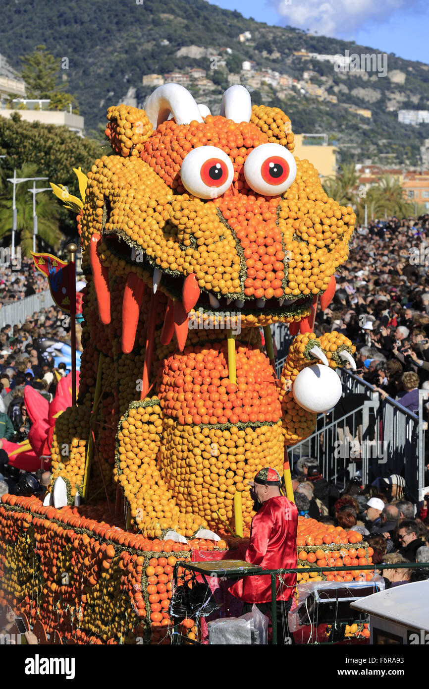 Parade, Zitronenfest Fête du Citron, Menton, Alpes-Maritimes, Côte d ' Azur, Frankreich Stockfoto