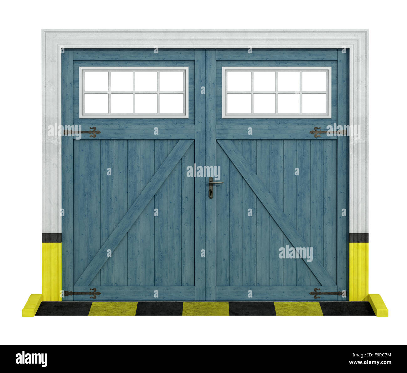 Oldtimer Holz Garage isoliert auf weiss - 3D Rendering Stockfoto