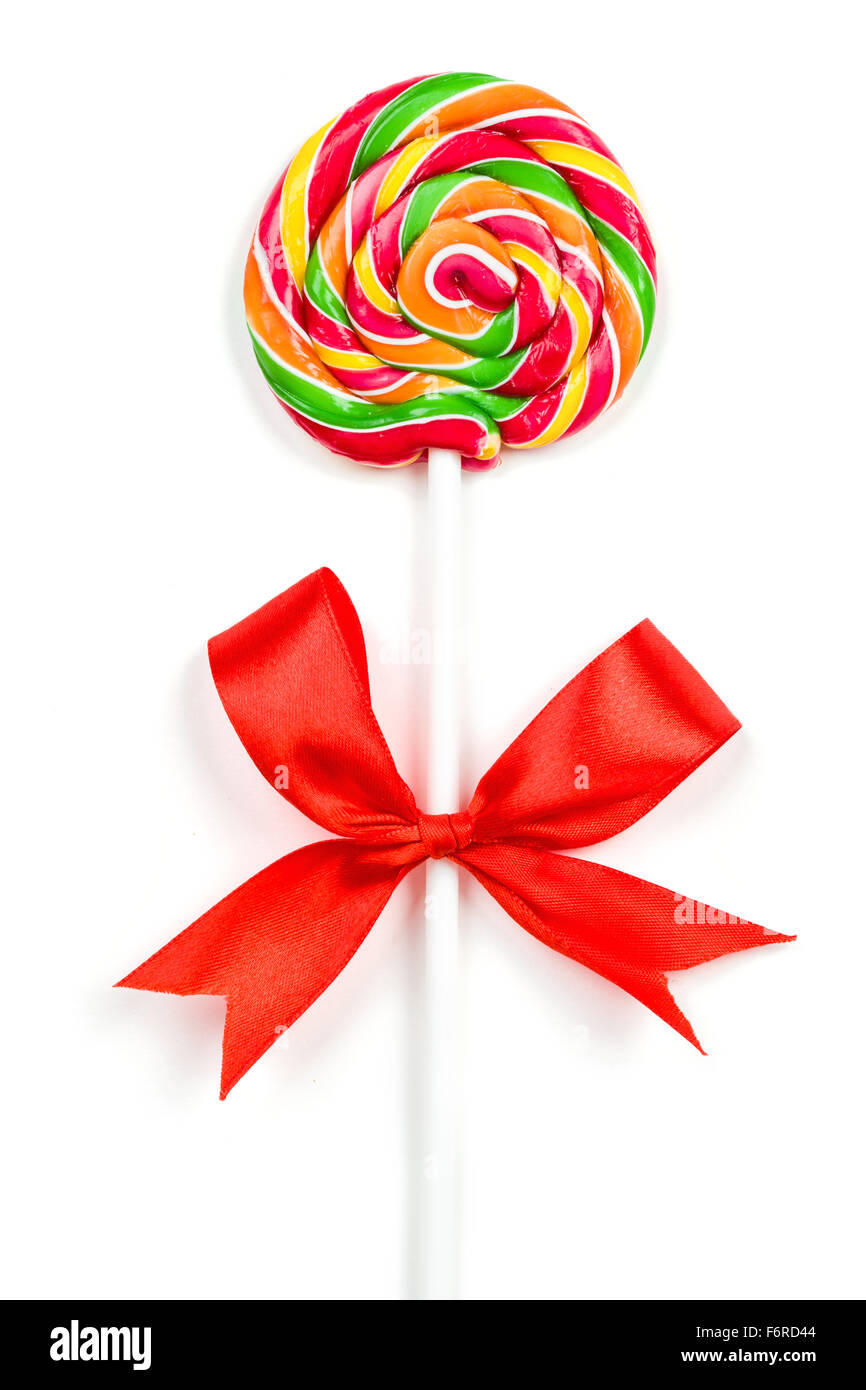 Weihnachten Zuckerstangen mit roter Schleife Stockfoto