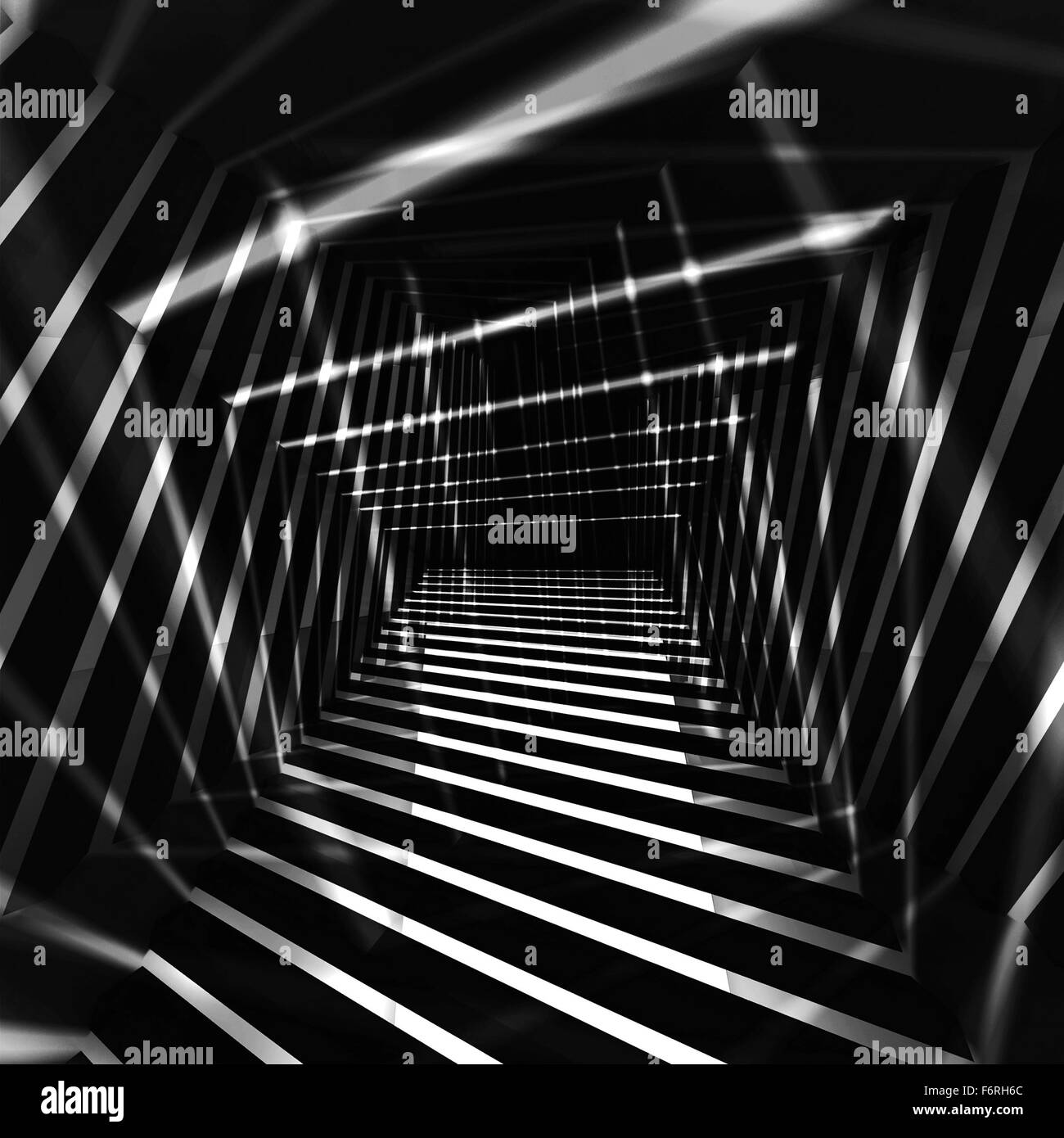 Abstrakte dunklen einfarbigen Hintergrund mit helle Nacht Lichtstrahlen, 3d illustration Stockfoto