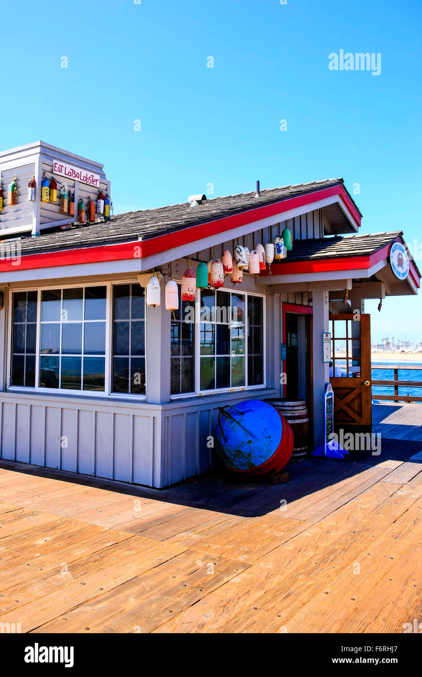 Santa Barbara Schalentiere Betriebsrestaurant aufbauend auf Stearns Wharf Stockfoto