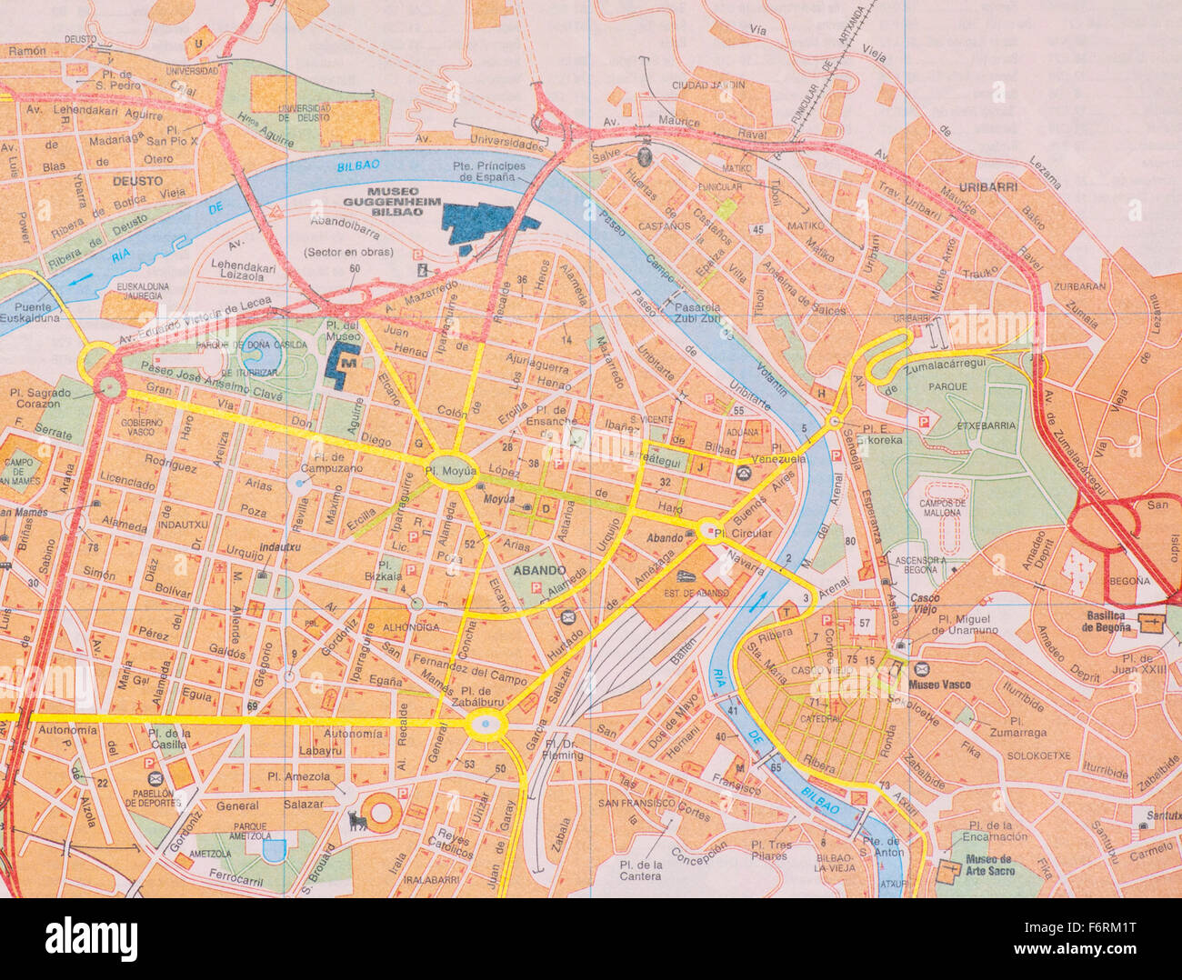 Straßenkarte von der spanischen Stadt von Bilbao Spanien Stockfoto