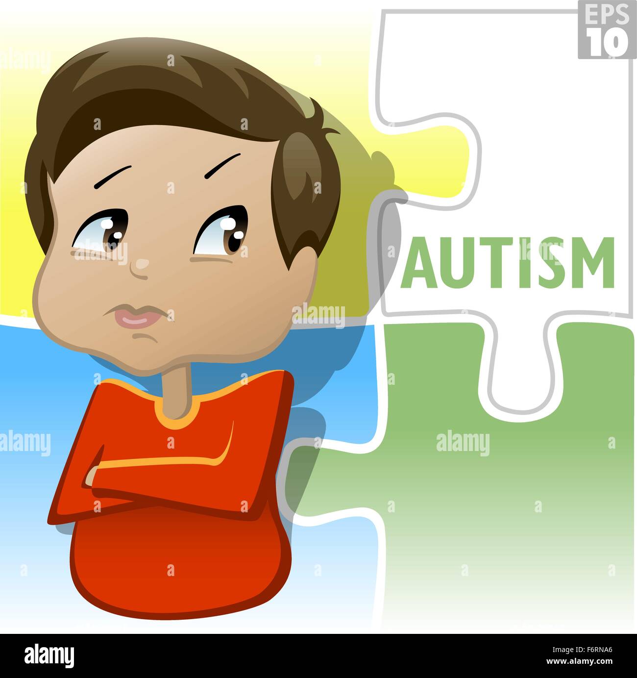 Autismus bei Kindern zeichnet sich durch beeinträchtigte Kommunikation und Interaktion Verhaltensweisen Stock Vektor