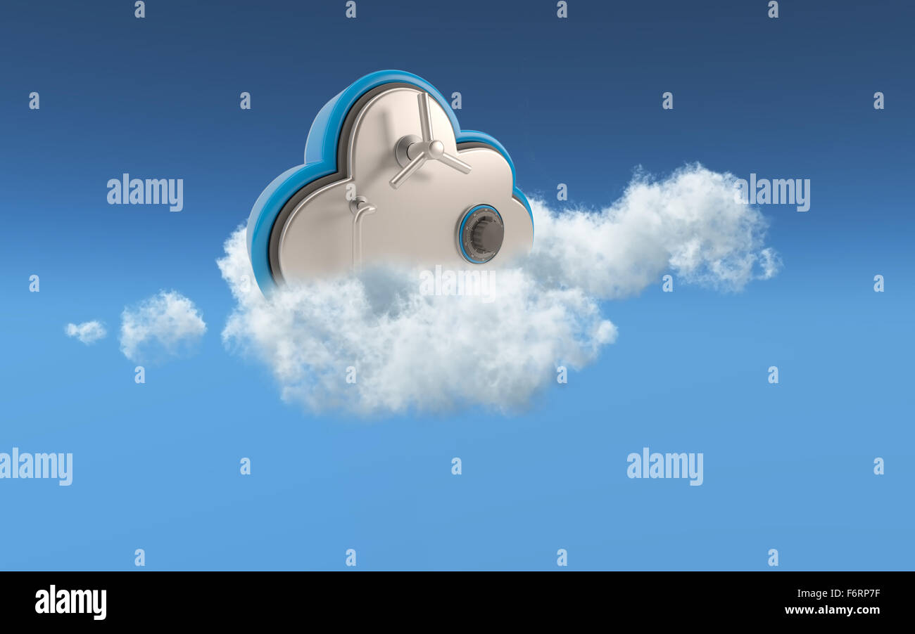 3D Konzeptbild von Sicherheit im Cloud-Speicher Stockfoto