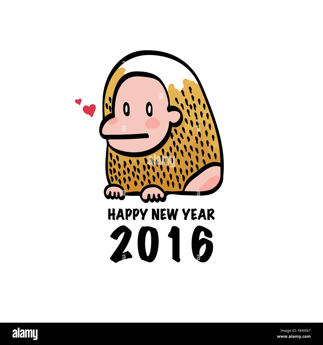 Vektor-Illustration des Affen Chinesisches Sternzeichen Neujahr 2016 Hand zeichnen auf weißem Hintergrund Stock Vektor