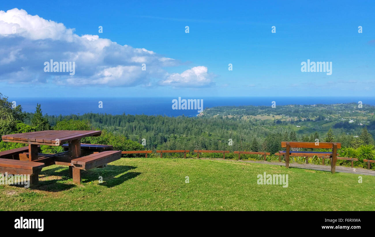 Norfolk-Insel Foto vom höchsten Punkt, Mount Bates, ist ein schönes Picknick vor Ort Stockfoto