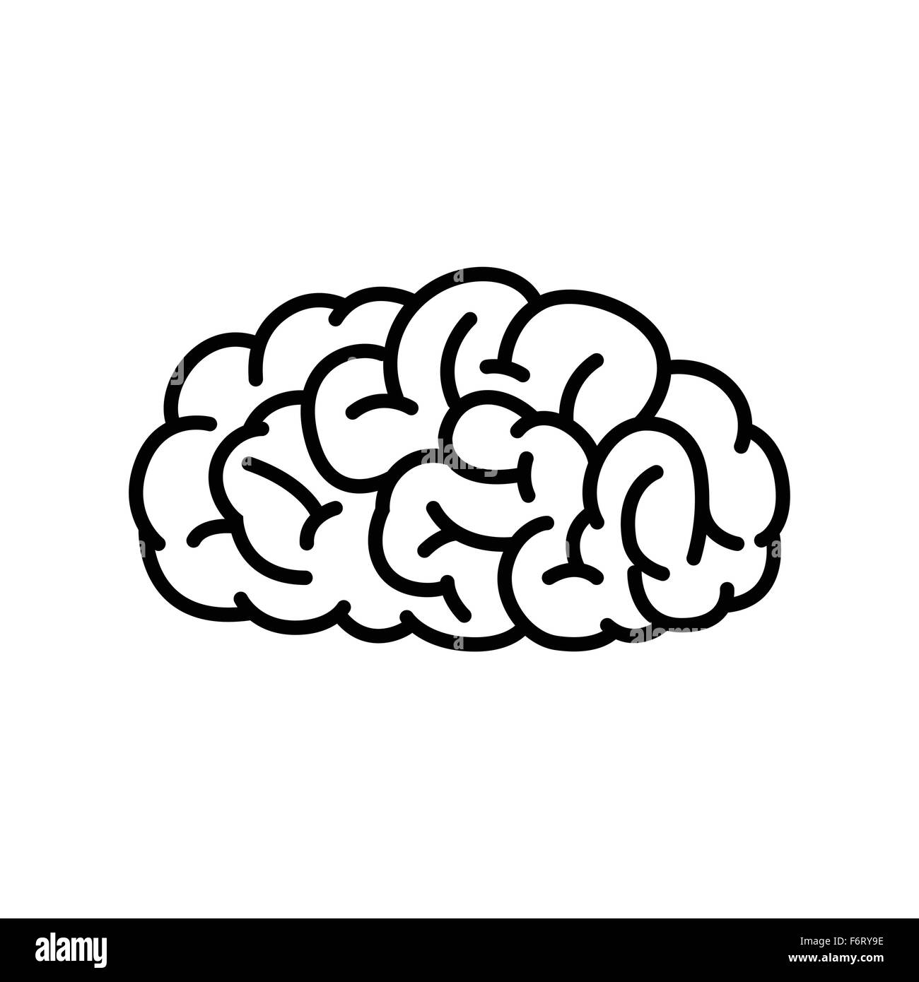 Vektor-Illustration des menschlichen Gehirns in schwarz und weiß Farbe. Stock Vektor