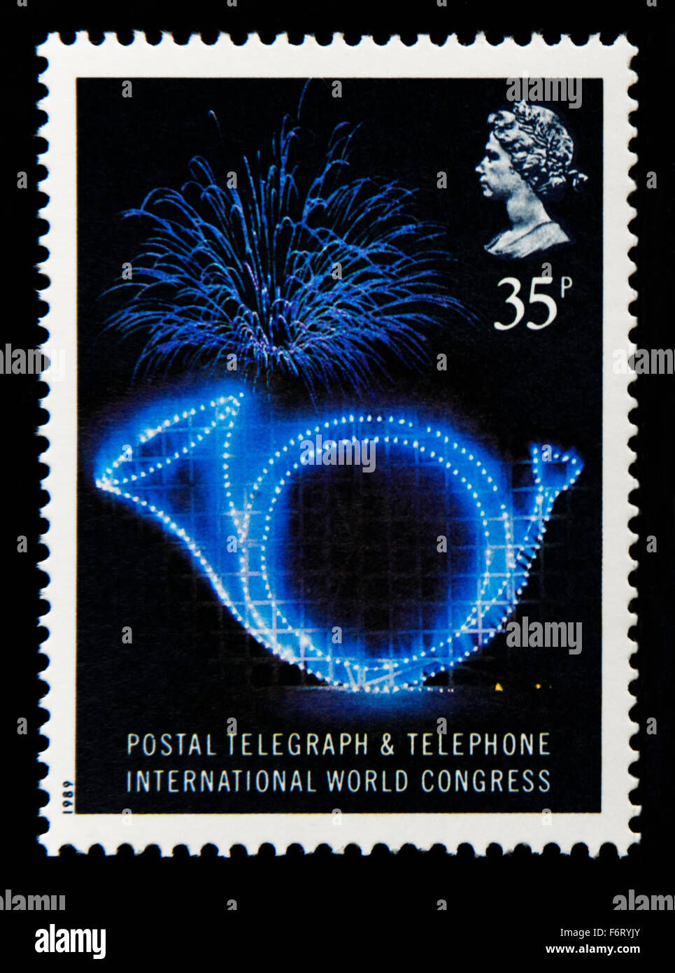 Briefmarke. Great Britain. Königin Elizabeth II. 1989. Jubiläen. 35p. Stockfoto