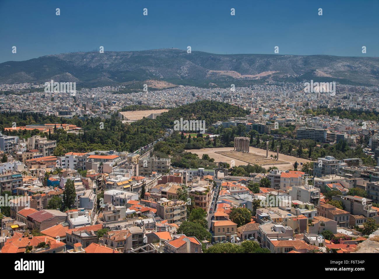 Luftaufnahme der Stadt Athen, Attika, Griechenland Stockfoto