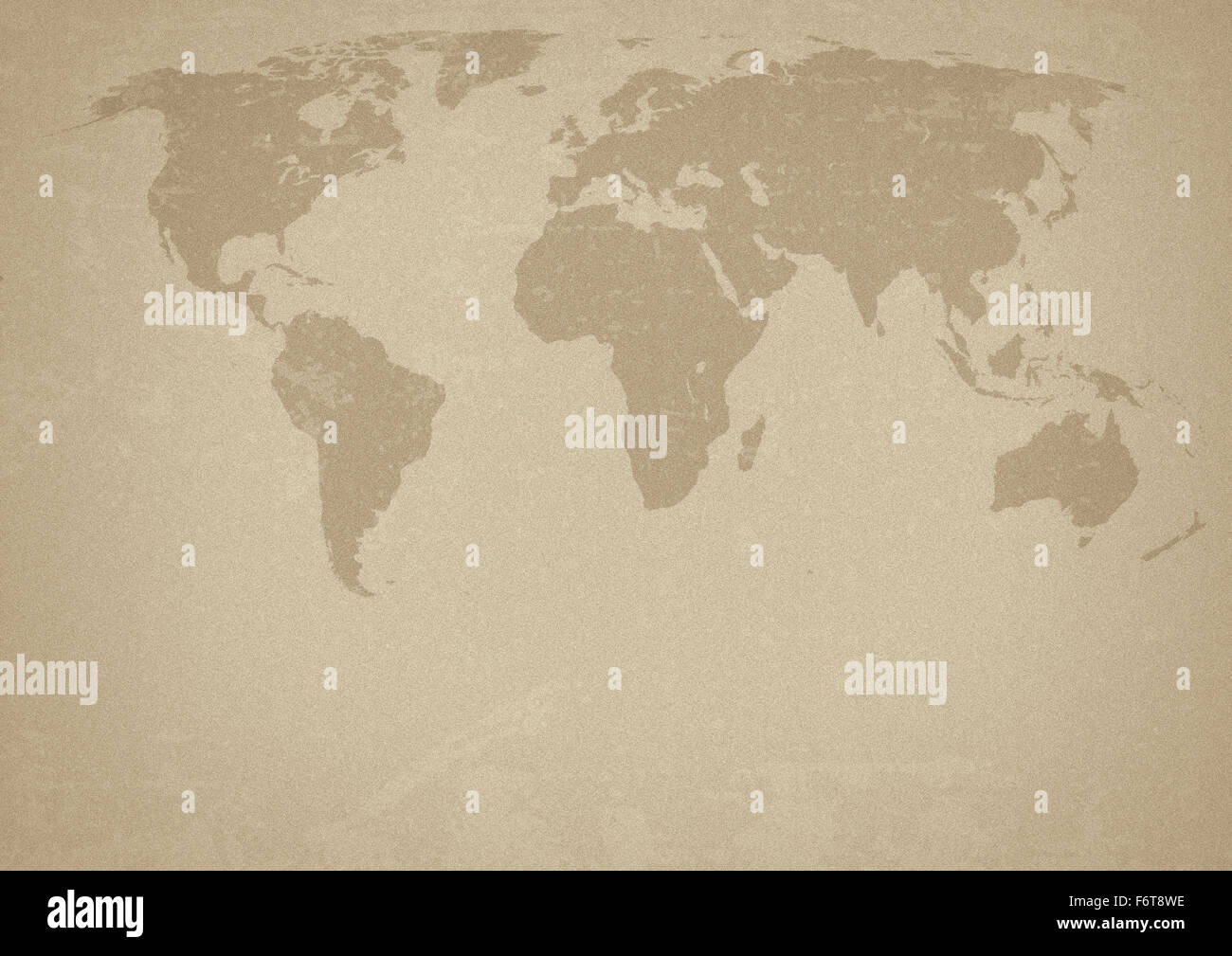 Alte Karte der Welt mit Silhouetten der Kontinente. Raster. Zusätzlichen Korn Stockfoto