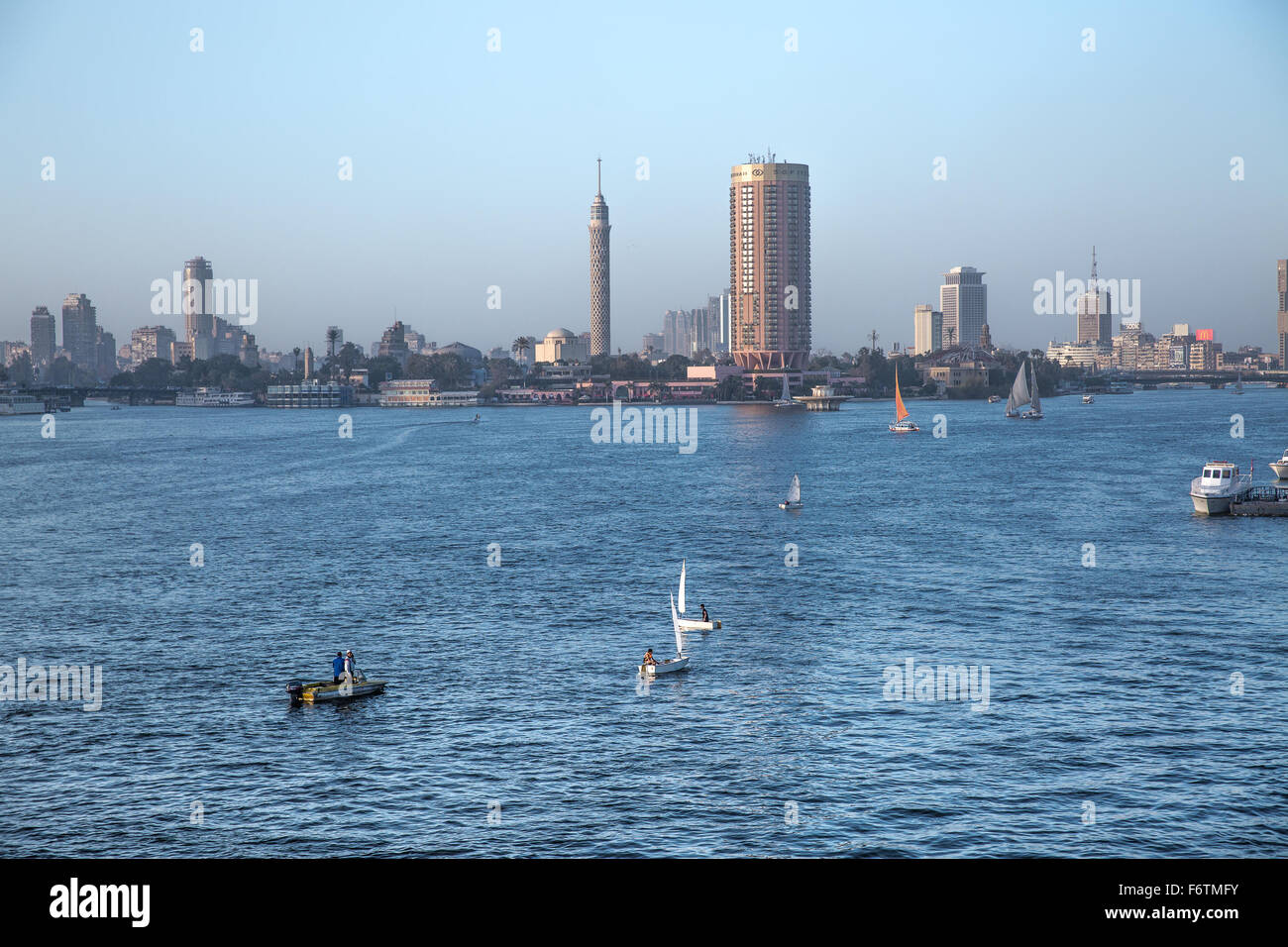 Ägypten, Kairo, Nil, Boot, Landschaft Stockfoto