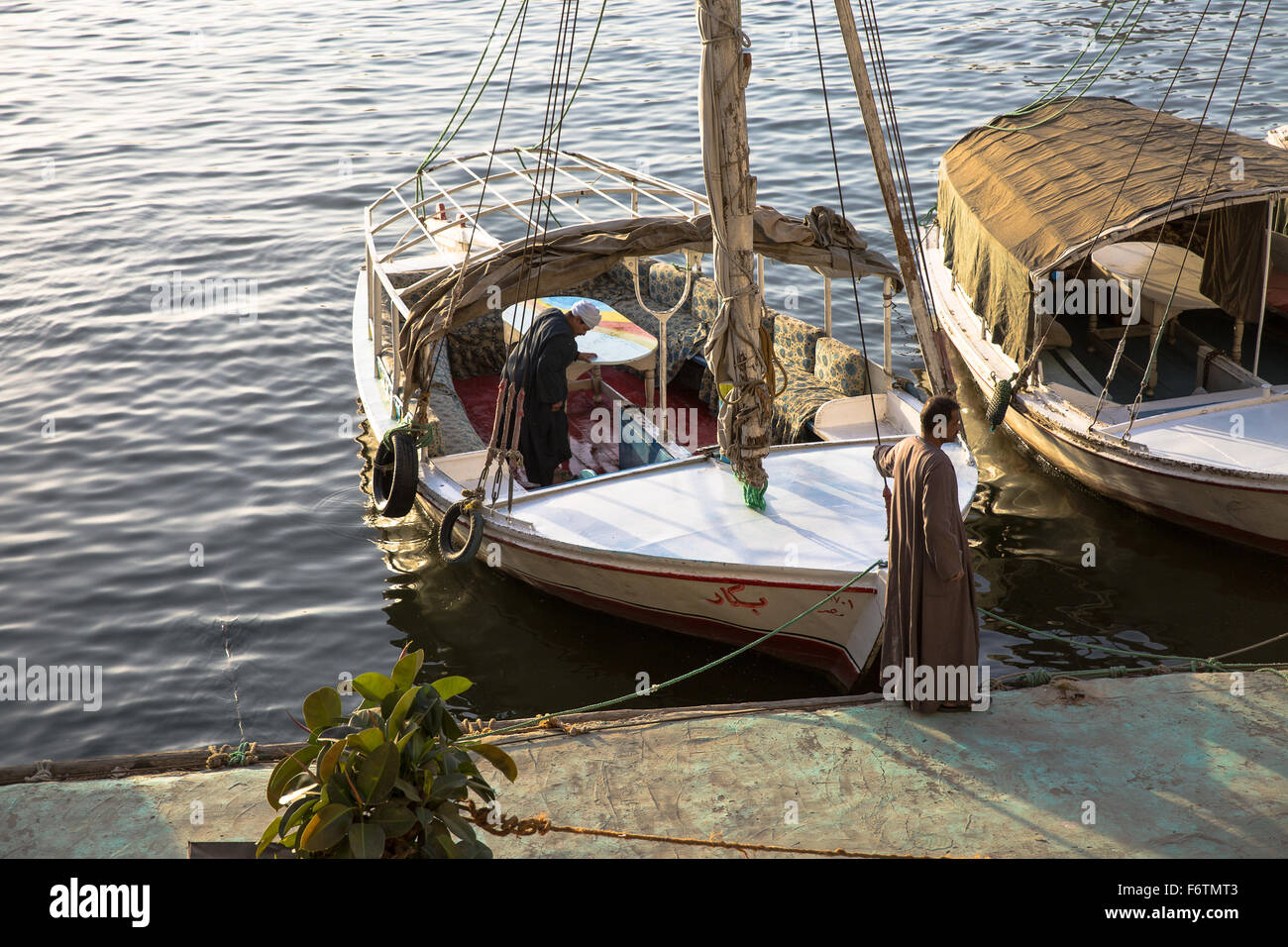 Ägypten, Kairo, Nil, Boot, Landschaft Stockfoto