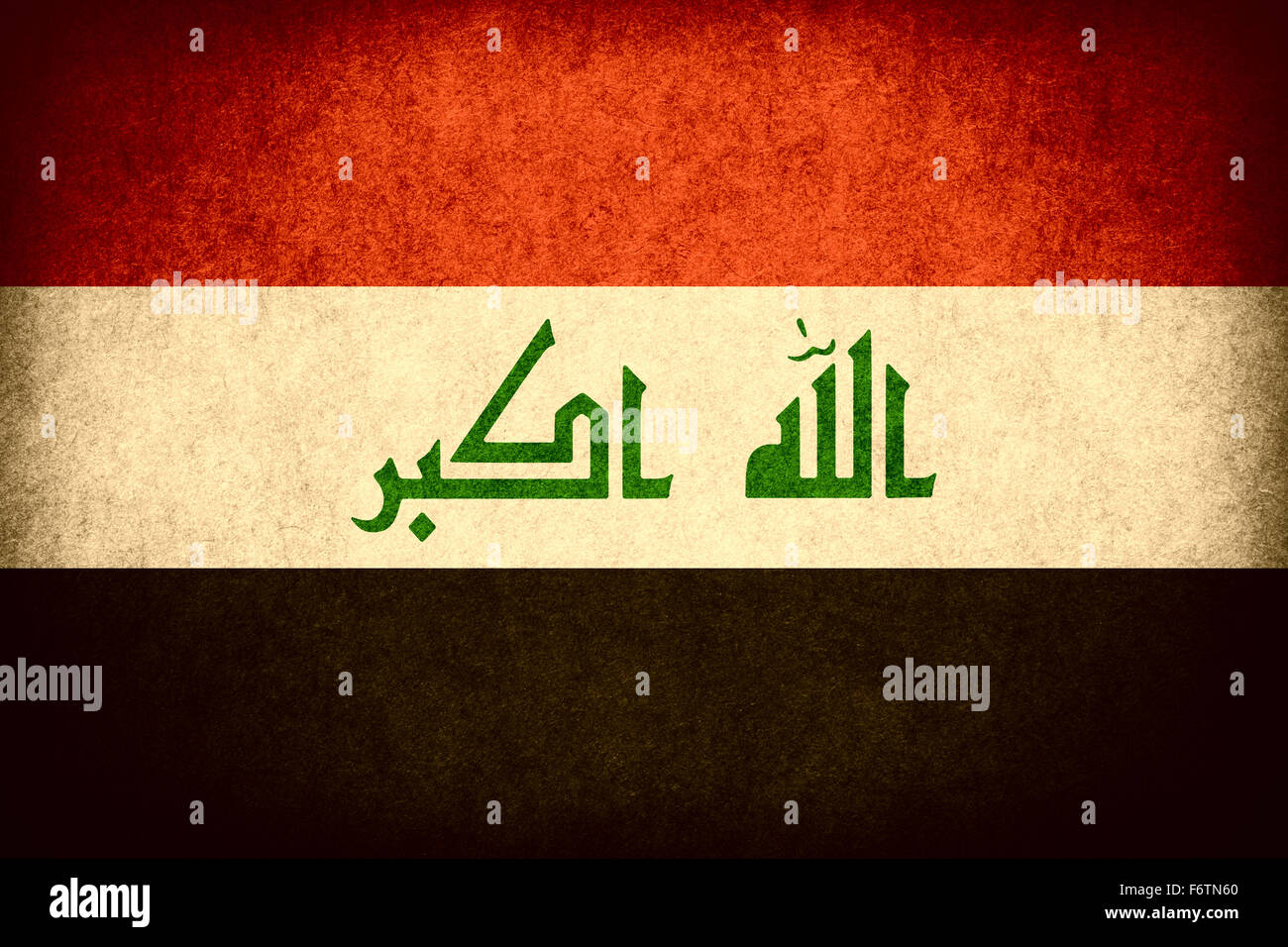 Flagge des Irak oder irakischen Banner auf grobe Muster Vintage Papierstruktur Stockfoto