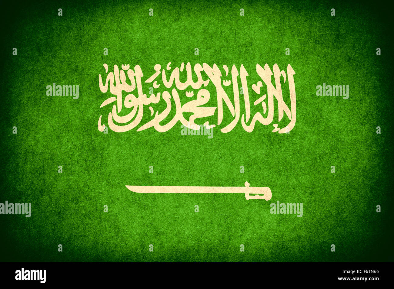 Flagge von Saudi-Arabien oder Saudi-arabischen nationalen Banner auf grobe Muster Vintage Papierstruktur Stockfoto