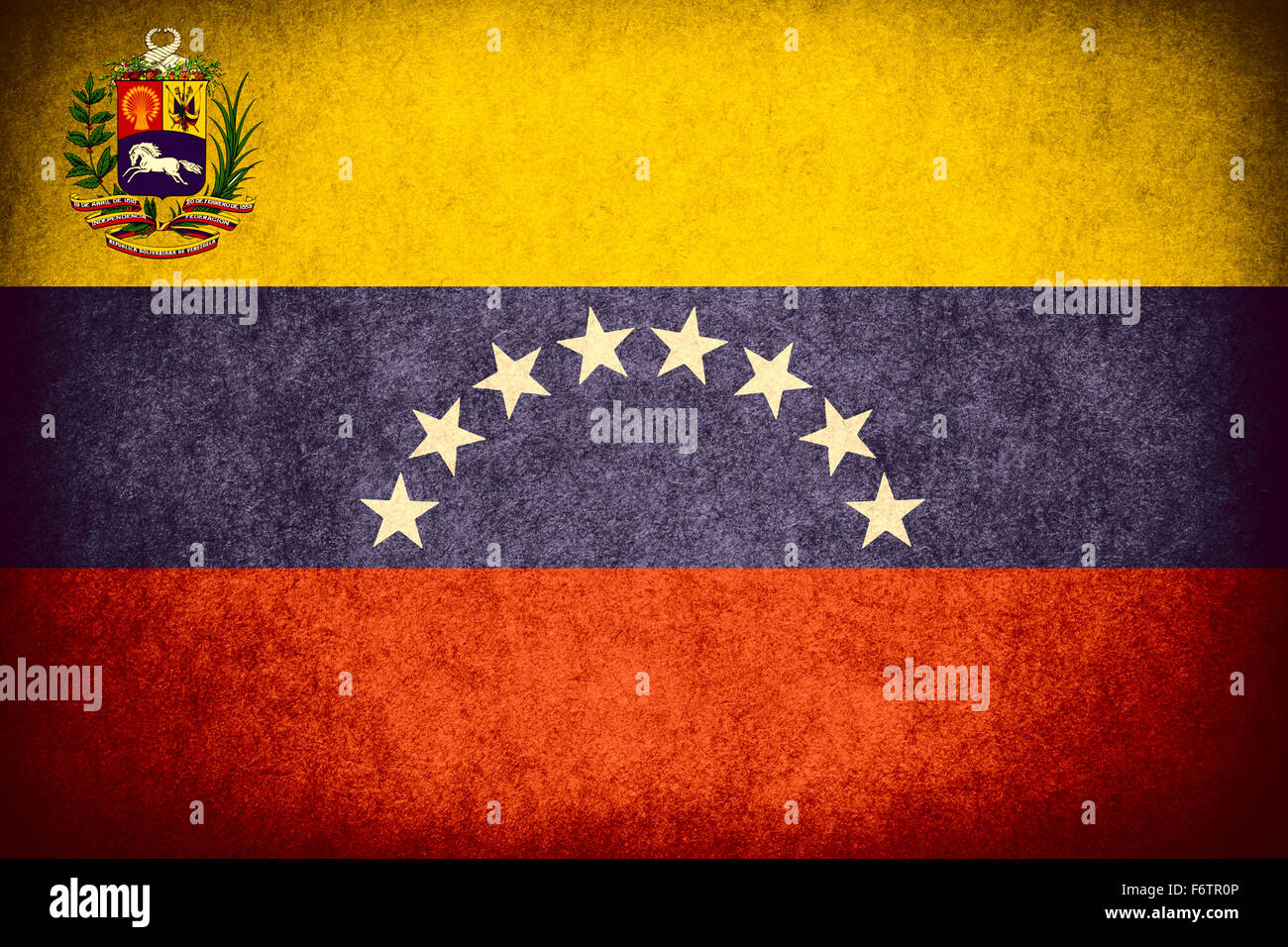 Flagge von Venezuela oder venezolanischen Banner auf grobe Muster Vintage Papierstruktur Stockfoto