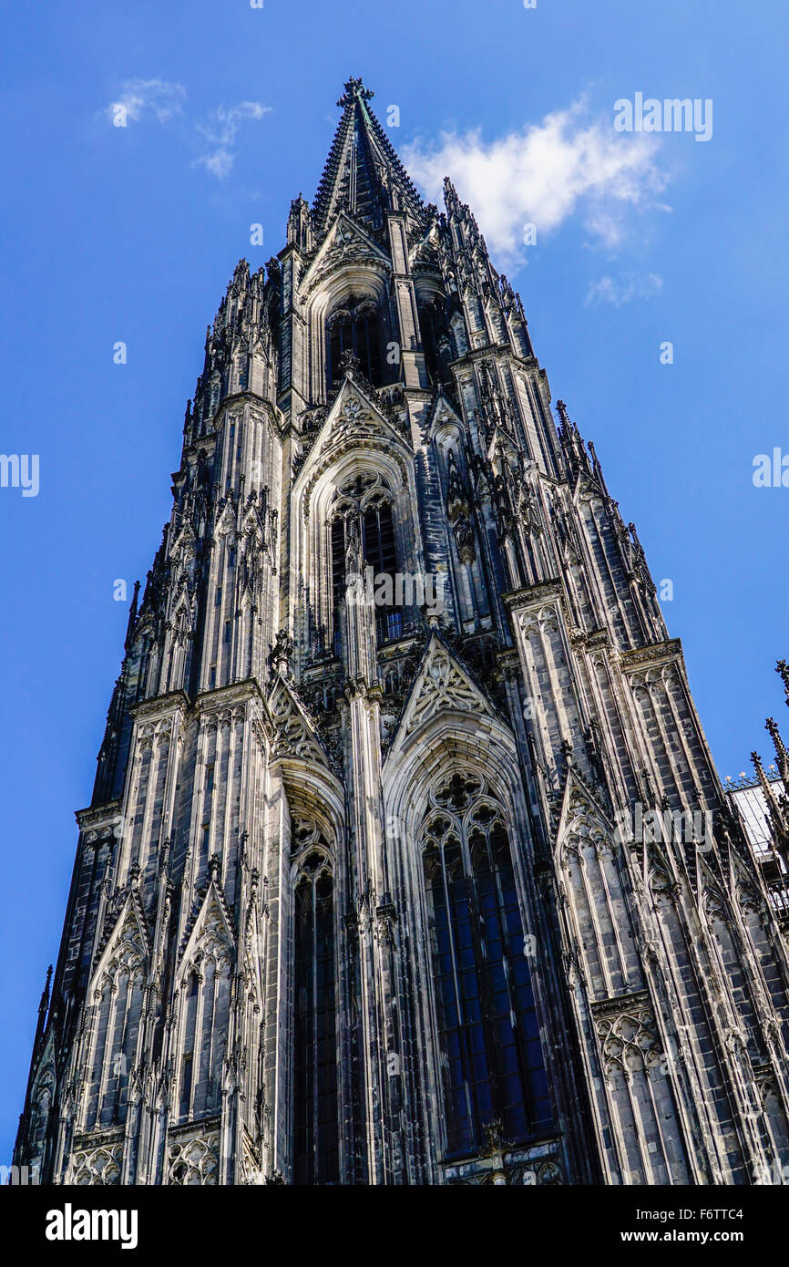 Deutschland, Köln, Ansicht von unten, Turm des Kölner Doms Stockfoto