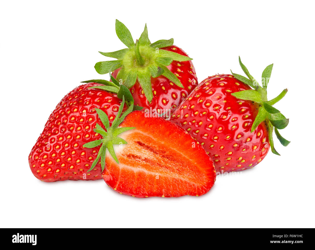 frische Erdbeeren auf weißem Hintergrund Stockfoto