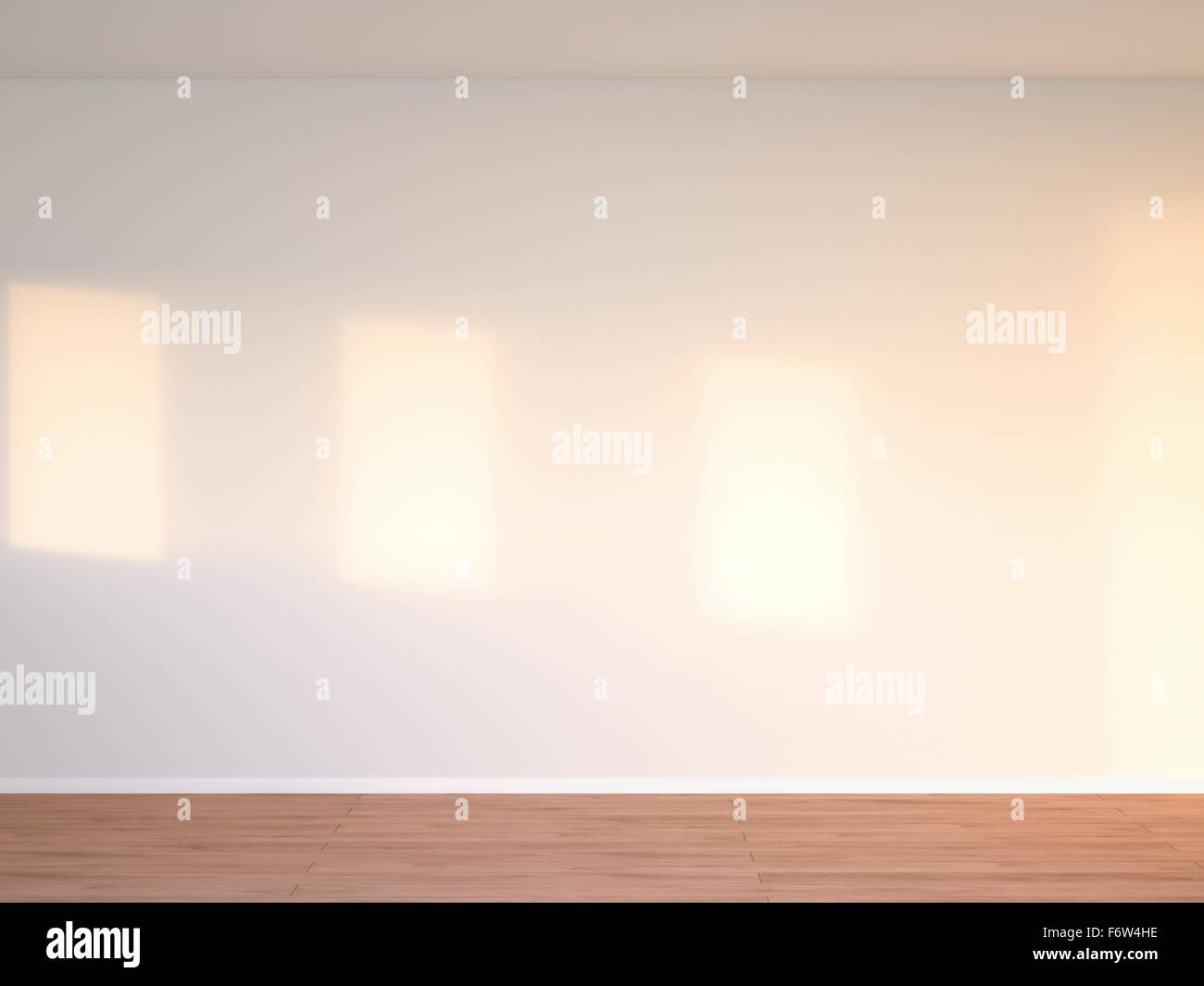 3D Darstellung der konkreten Innenwand und Holzboden Stockfoto