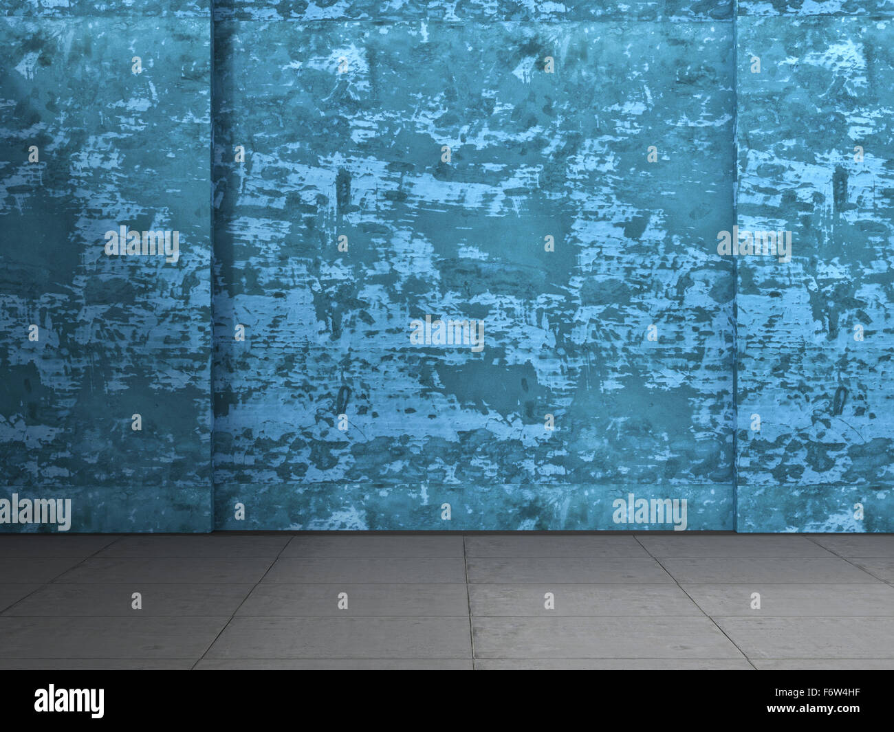 3D Darstellung der konkreten Innenwand und Betonboden Stockfoto