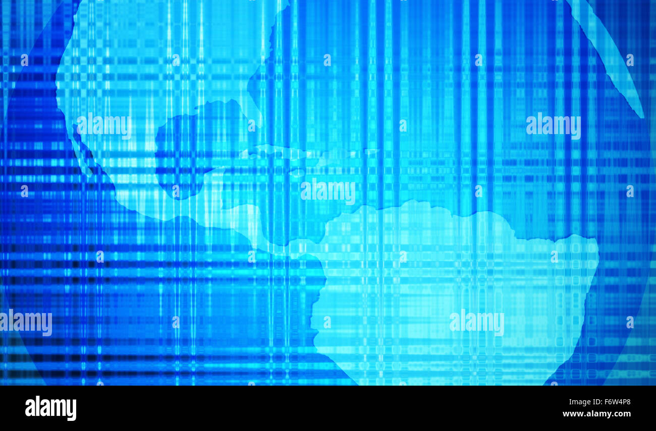 Vintage Weltkarte in blauem Hintergrund Stockfoto