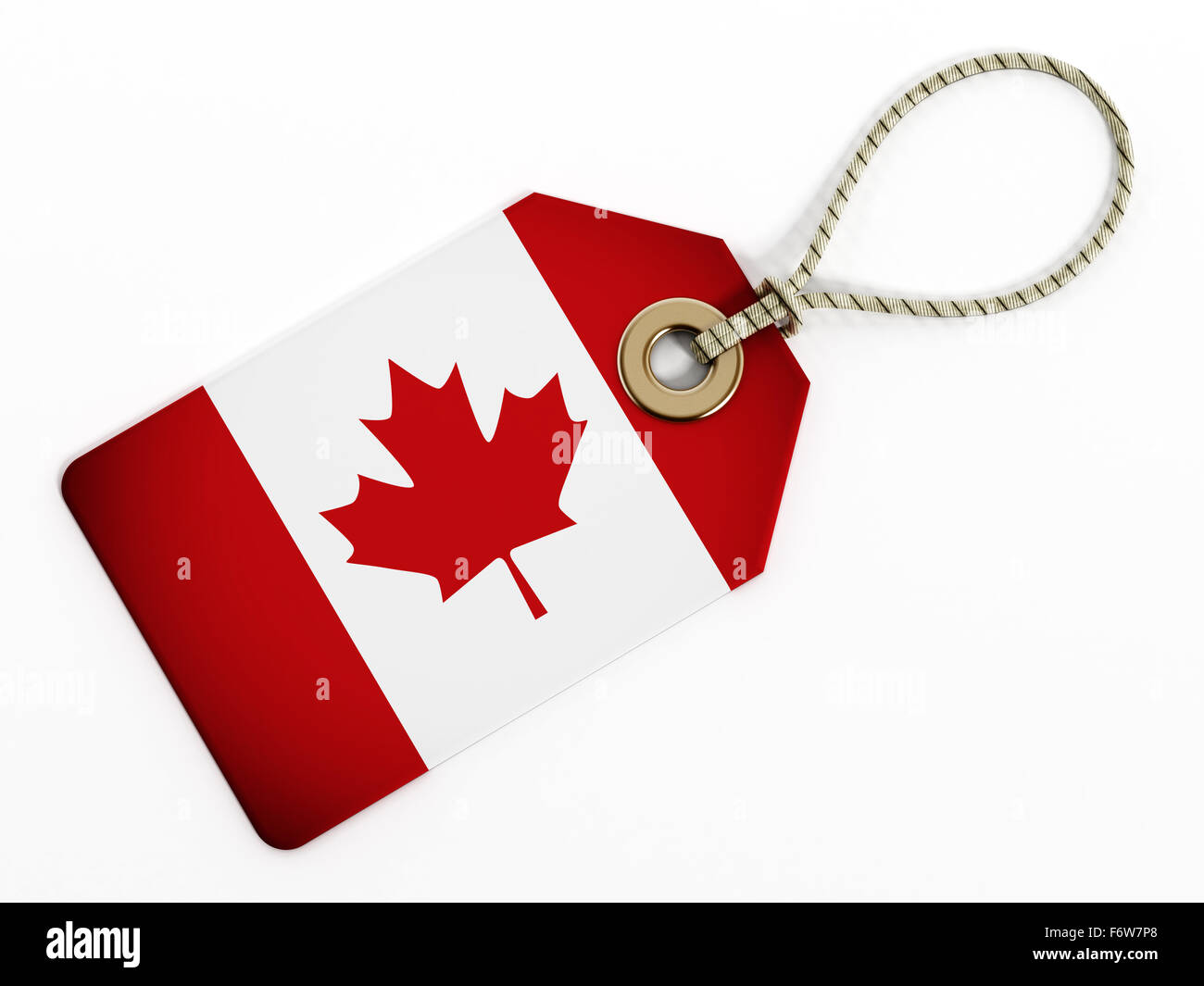 Kanada-Flagge auf isolierte Tag. Stockfoto