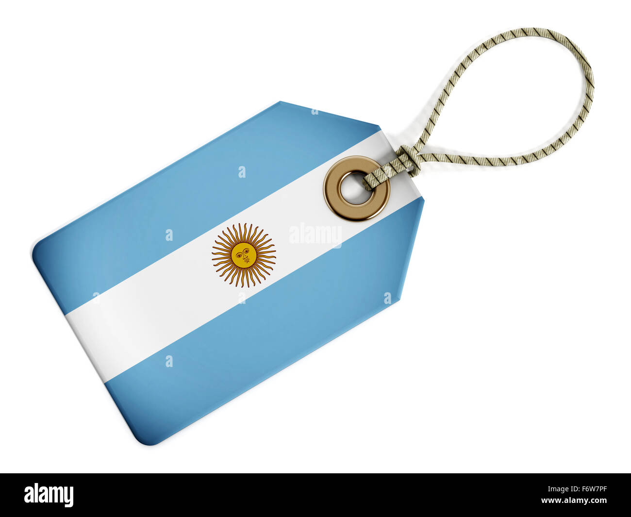 Argentinien-Flagge auf isolierte Tag. Stockfoto