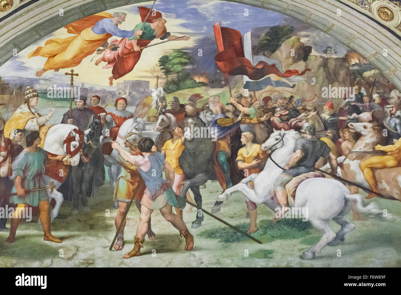 Das Treffen zwischen Leo der große und Attila, Fresko, Zimmer von Esplandian, Stanza di Eliodoro, Raphael Zimmer Stockfoto