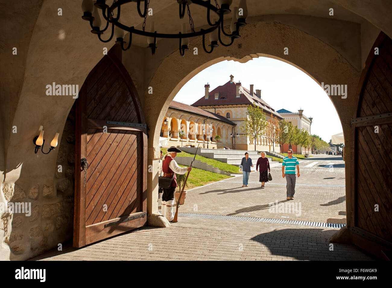 Wache am vierten Tor der Bastion, Alba Iulia, Siebenbürgen, Rumänien Stockfoto