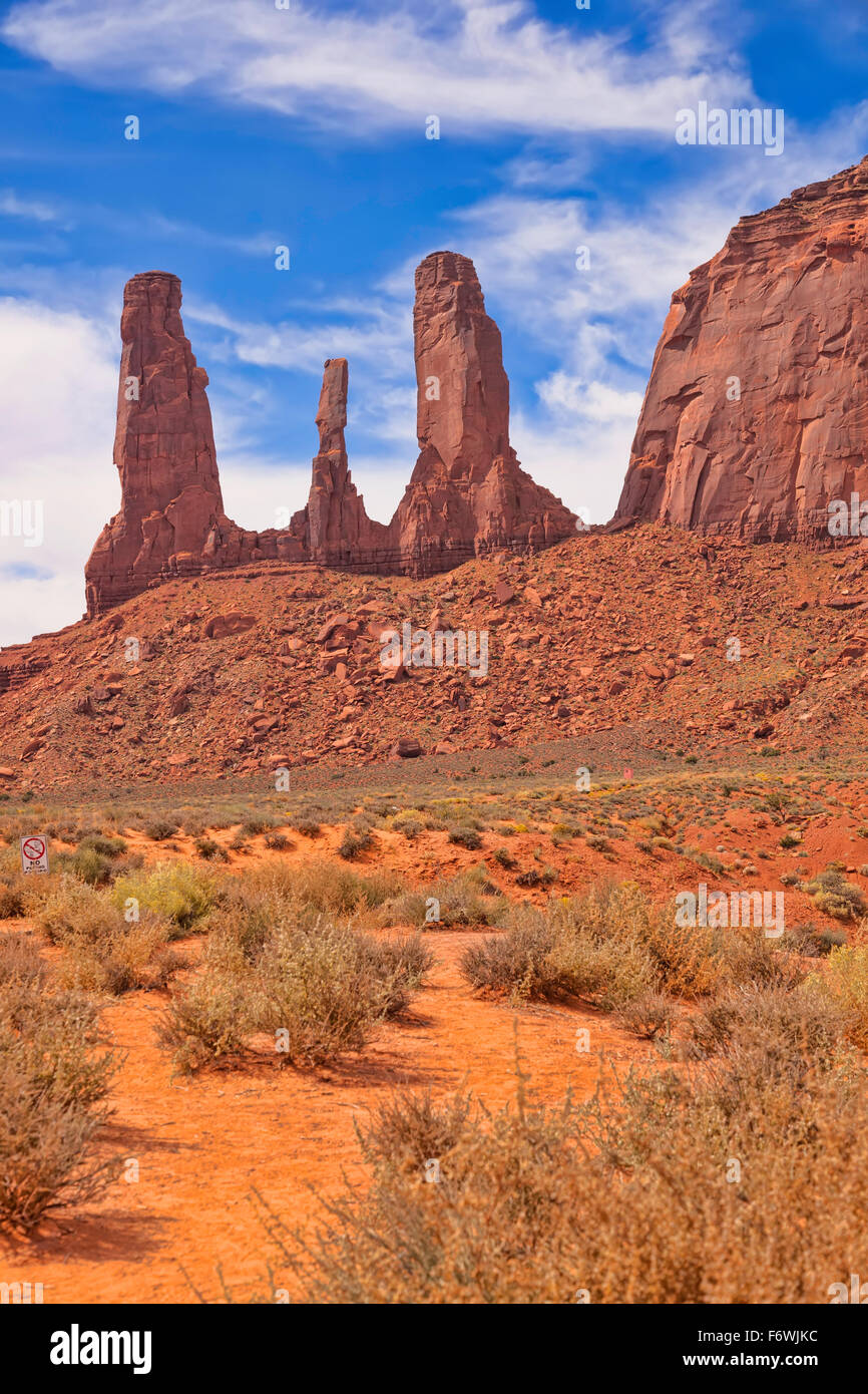 Landschaft des Monument Valley Arizona-Utah, USA; Amerika, Colorado Plateau Monument Valley Navajo Tribal Park, John Ford Point Stockfoto