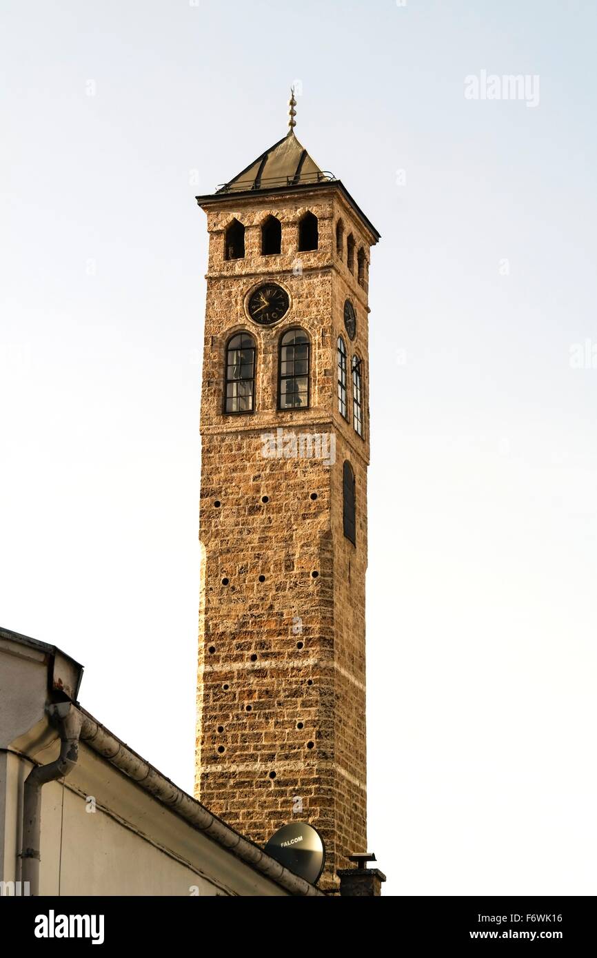 Der Uhrturm (Sahat Kula) von Sarajevo Stockfoto