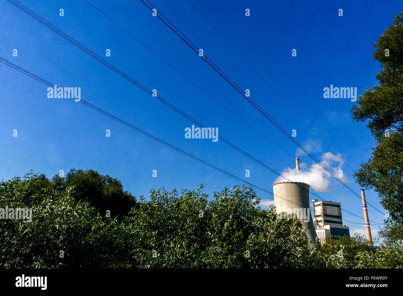 Kohlekraftwerk, Melnik, Mittelböhmen, Tschechische Republik Elektrizität Stockfoto
