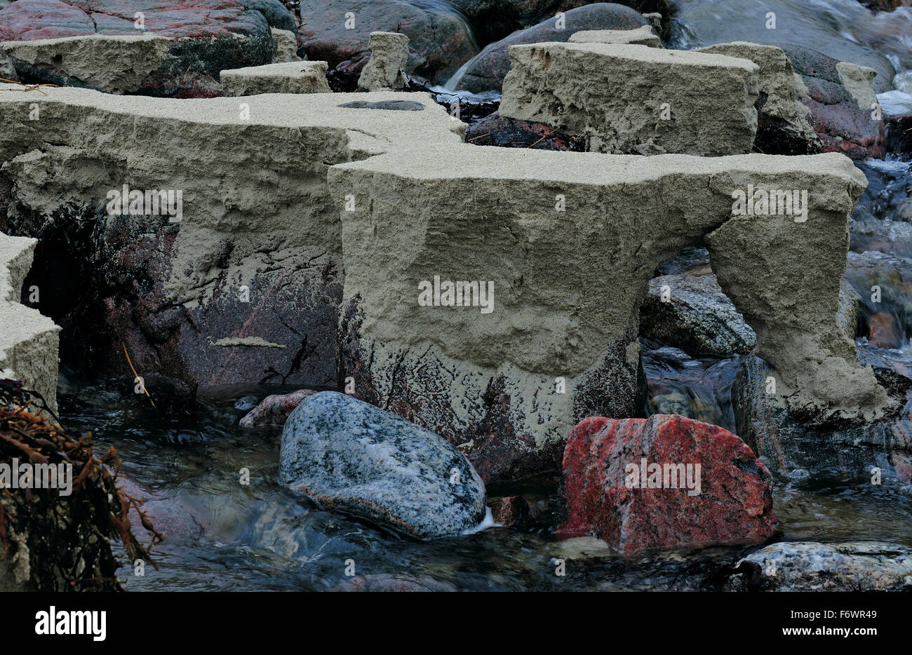 Granit und Sand-Formationen, Huisinis, Harris, Lewis und Harris, äußeren Hebriden, Schottland, Großbritannien Stockfoto