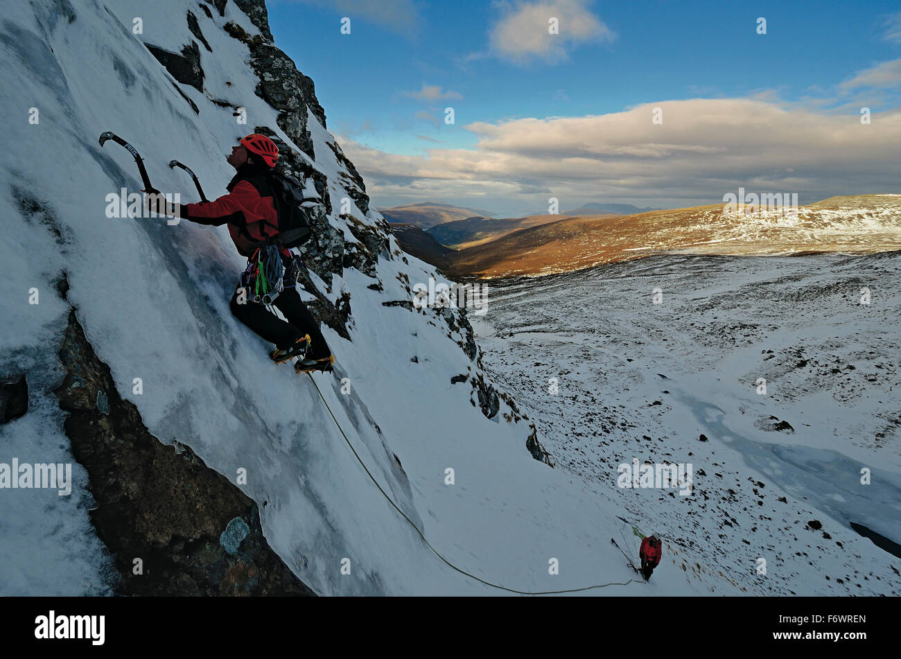 Team Eisklettern, Beinn Dearg, Highlands, Schottland, Großbritannien Stockfoto