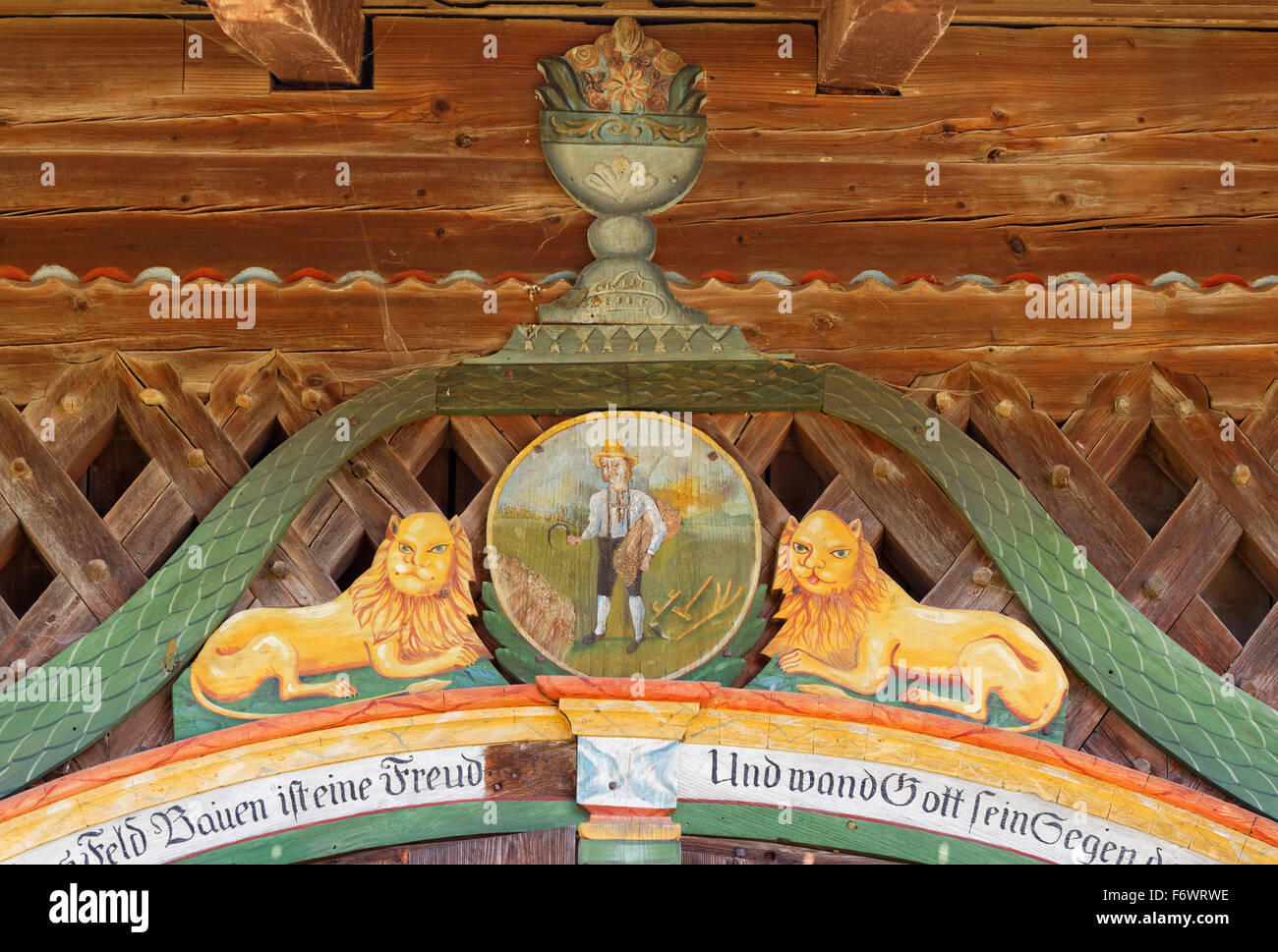 Detail, Bundwerk Scheune, Allmoning, Tittmoning, Rupertiwinkel, Upper Bavaria, Bavaria, Germany Stockfoto