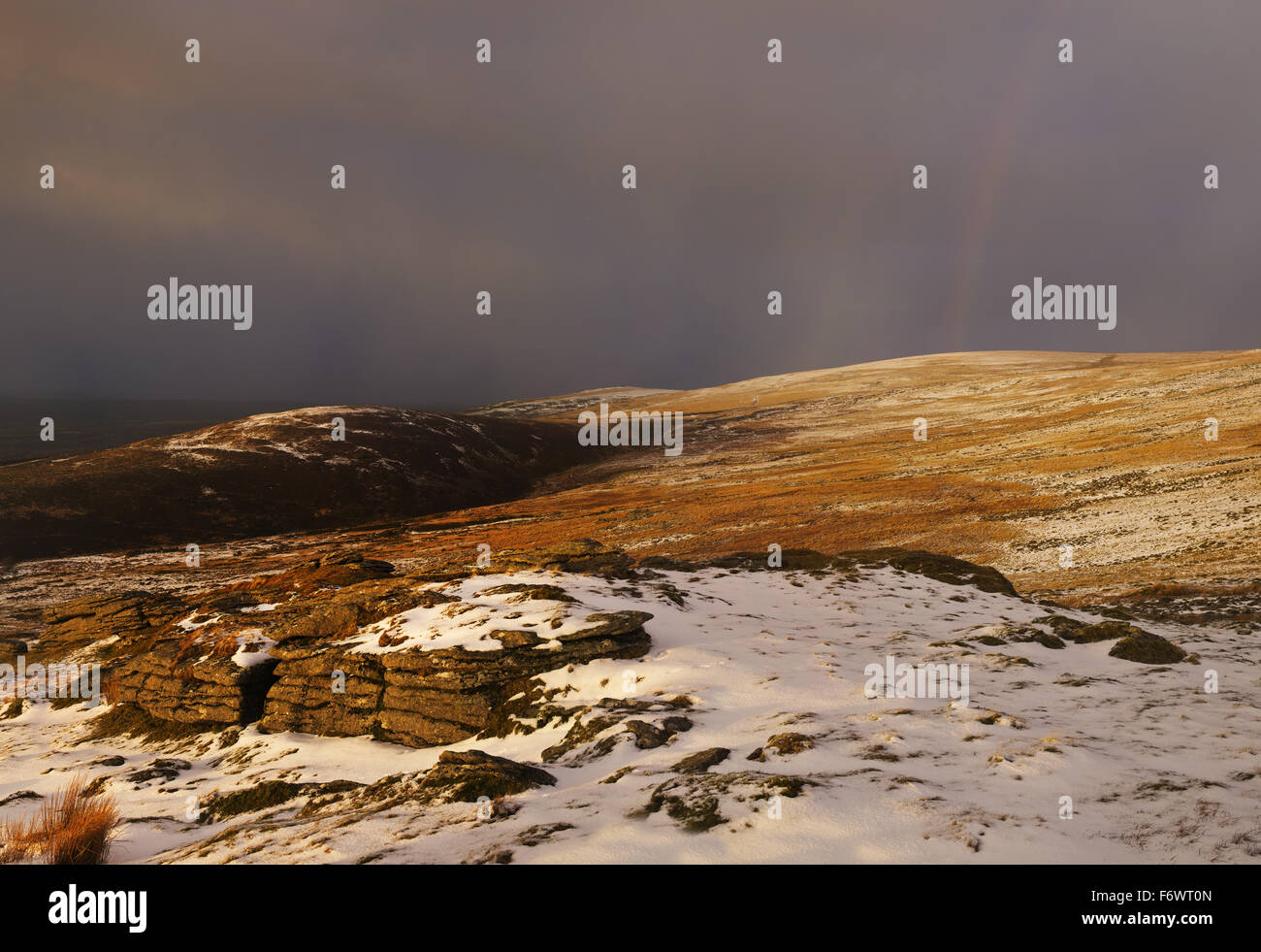 Winter auf Dartmoor in Devon, Großbritannien Stockfoto