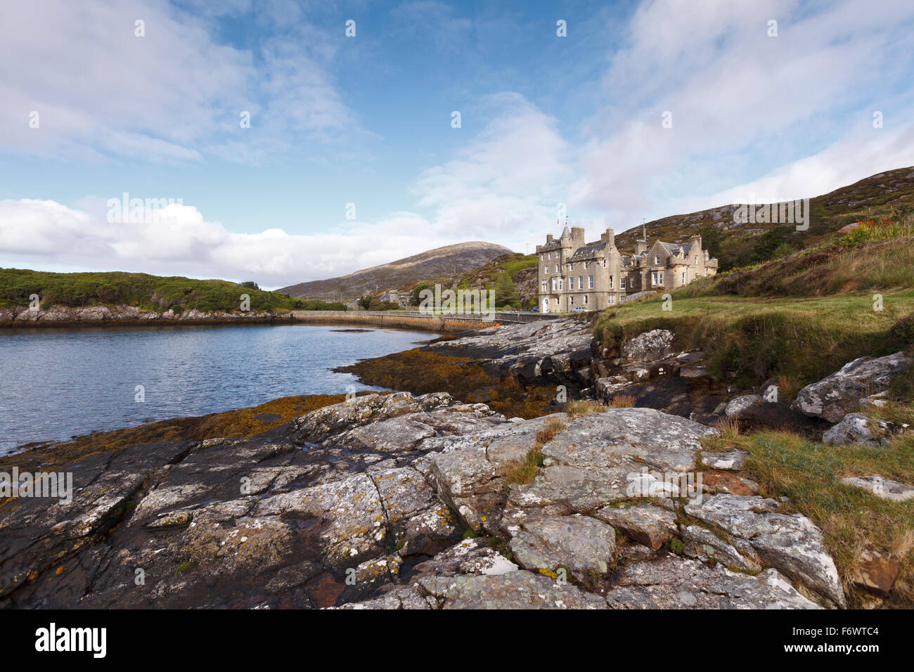 Amhuinnsuidhe Castle, Insel Harris. Äußeren Hebriden, Schottland Stockfoto