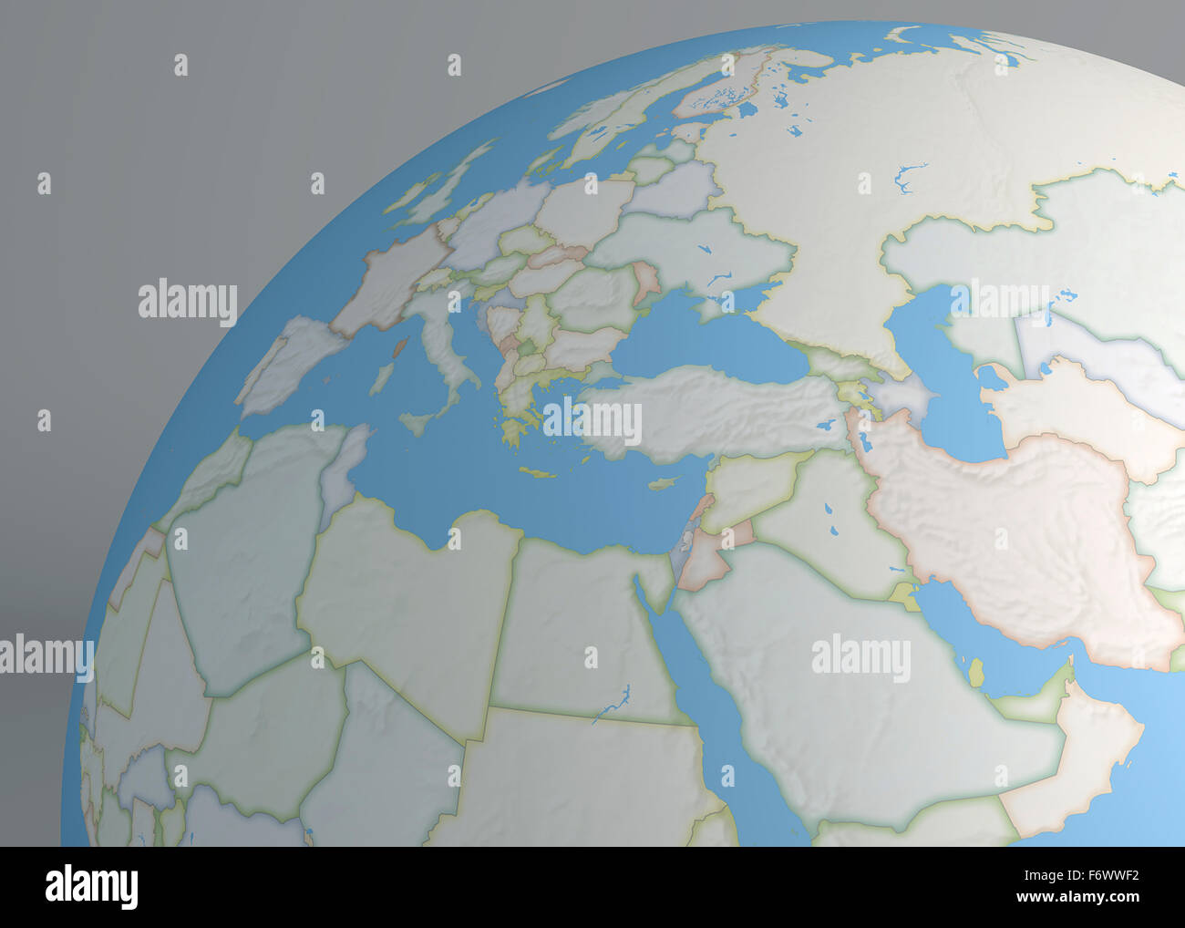 Weltkarte des Nahen Osten, Europa und Nordafrika Stockfoto