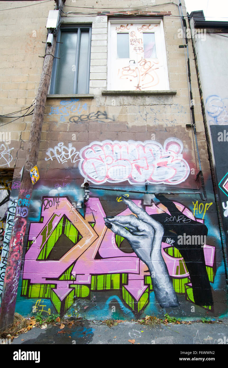 Graffiti in Spur Weg in Toronto, Ontario, Kanada Stockfoto