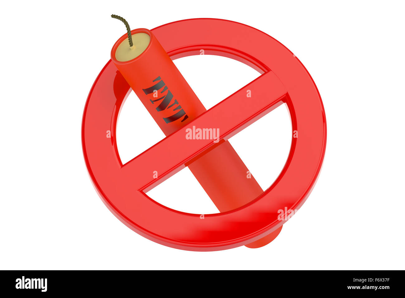 Dynamit in Verbot unterzeichnen isolierten auf weißen Hintergrund Stockfoto