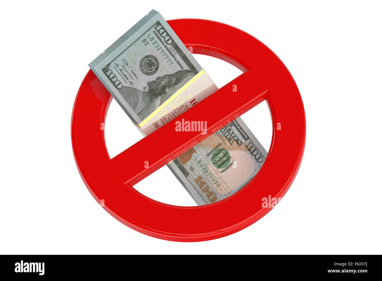 ohne Dollarzeichen isoliert auf weißem Hintergrund Stockfoto