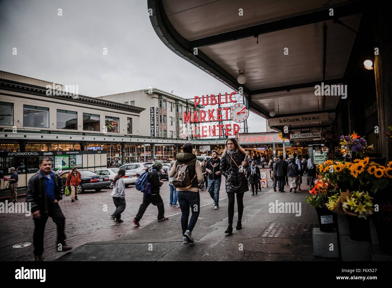 Eingang der Pike Place Market in Seattle, Washington State Stockfoto