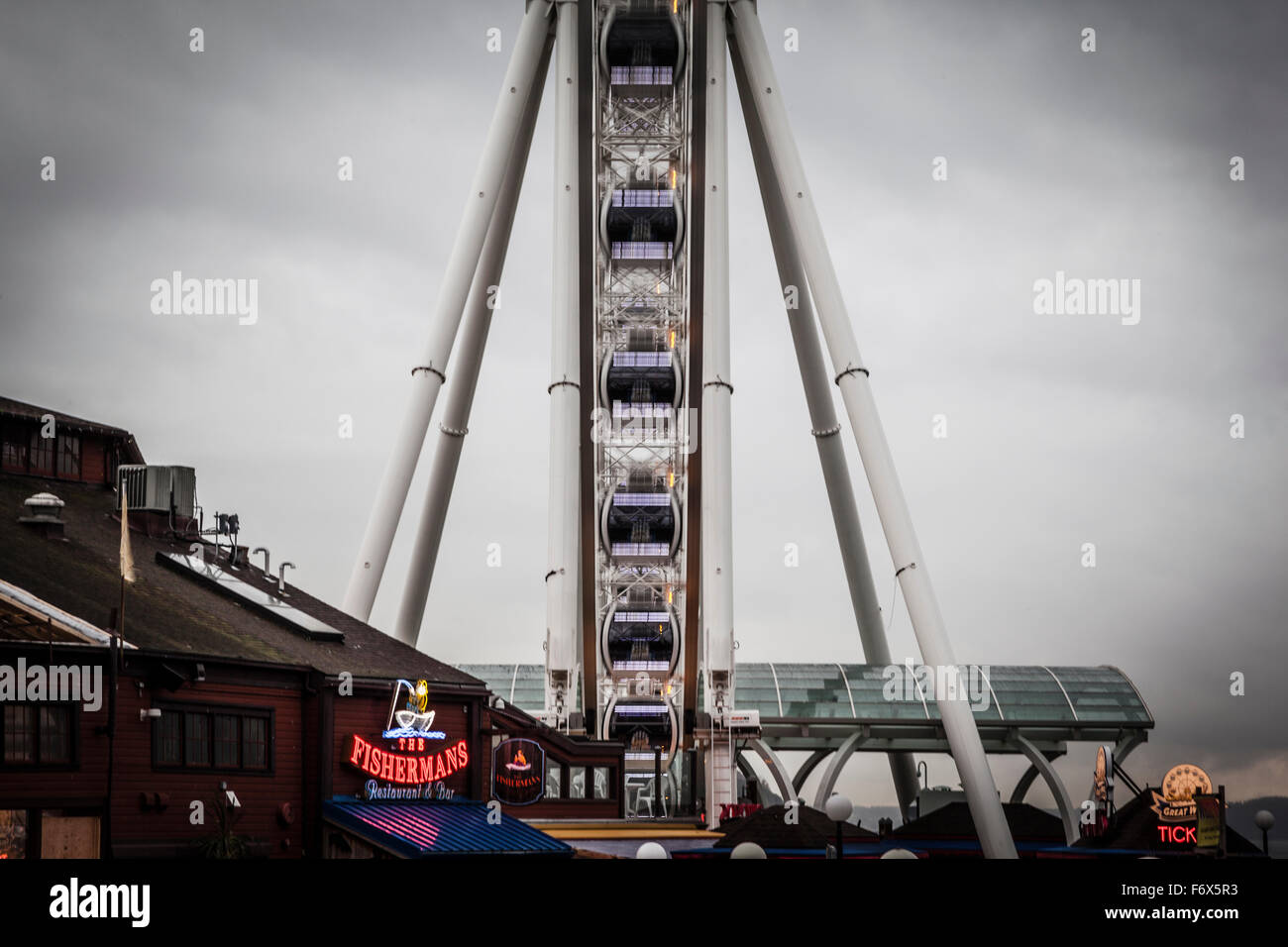 Great Wheel Seattle, Washington state, das Rad ist das größte Riesenrad an der Westküste. Stockfoto