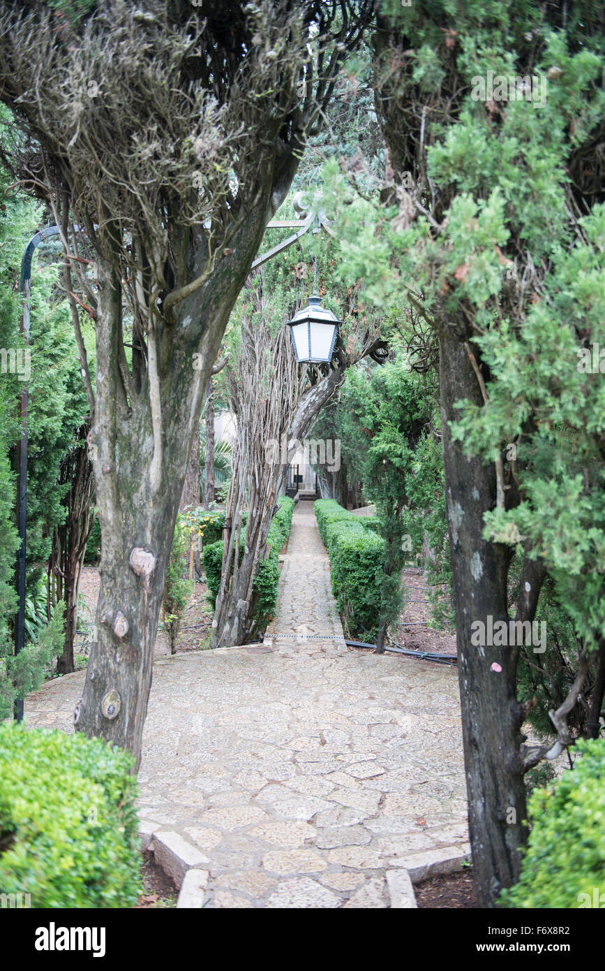 Blick in den Garten des Museums Chopin in Valldemossa, Spanien, Mallorca Stockfoto