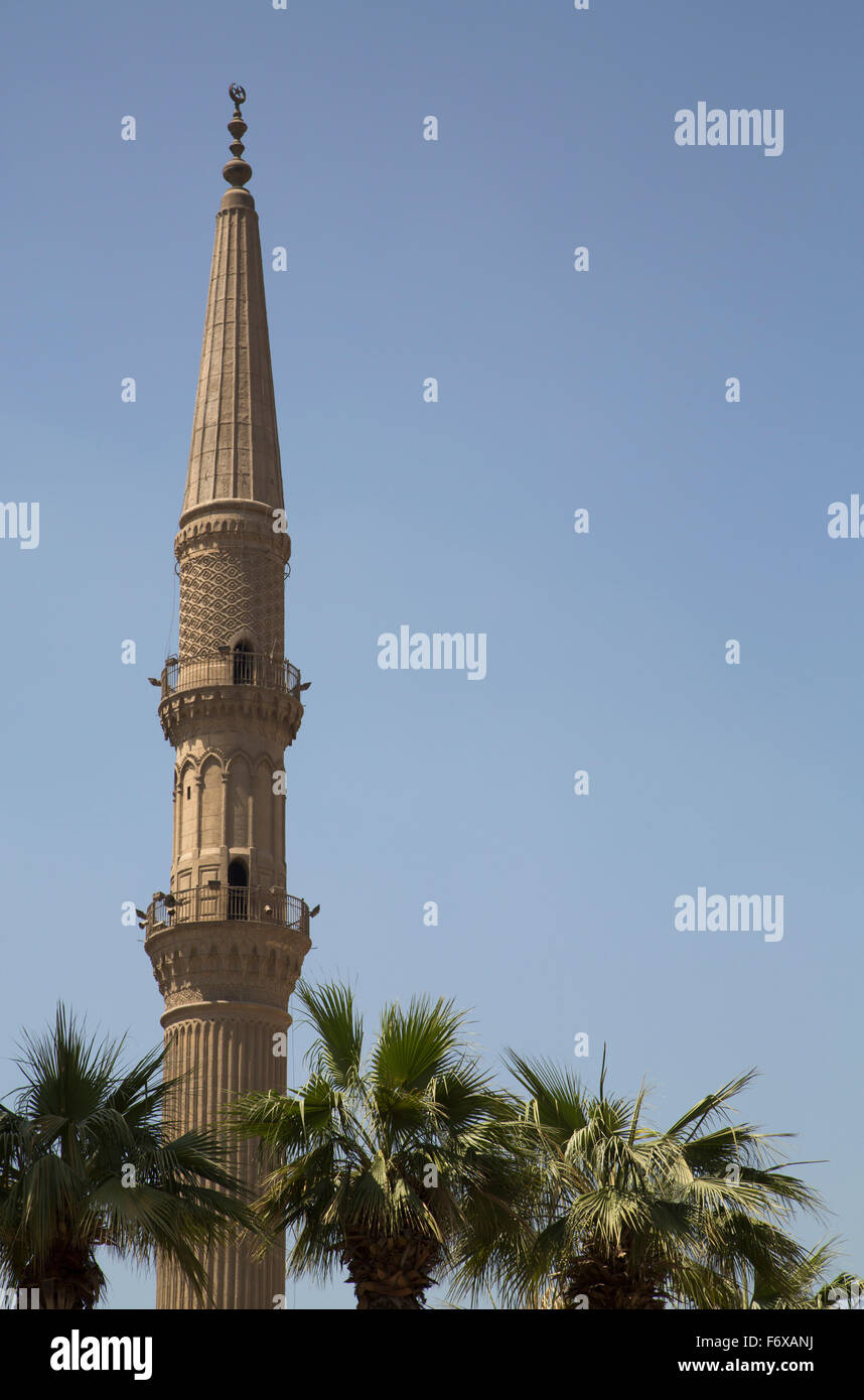 Minarett, Moschee von Saiyidna Hussein; Kairo, Ägypten Stockfoto