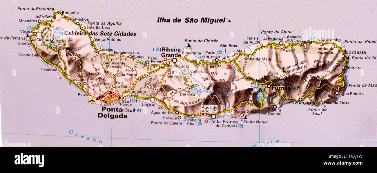 Karte von Ilha De Sao Miguel die - Karte Von Ilha De Sao Miguel Die Portugiesischen Azoren Gehoren F6xjfw