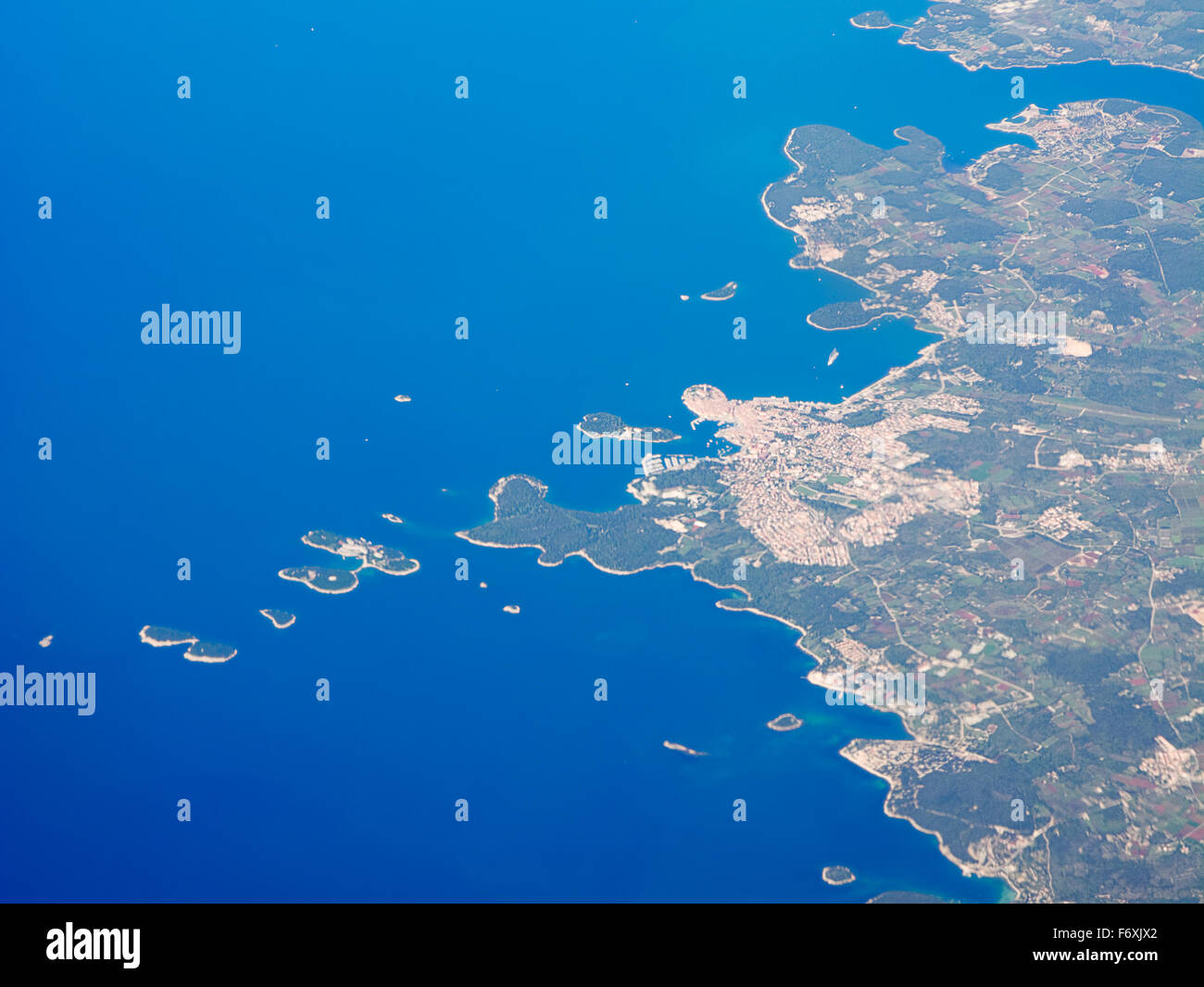 Aereial Blick auf Kroatien und die Adria Stockfoto
