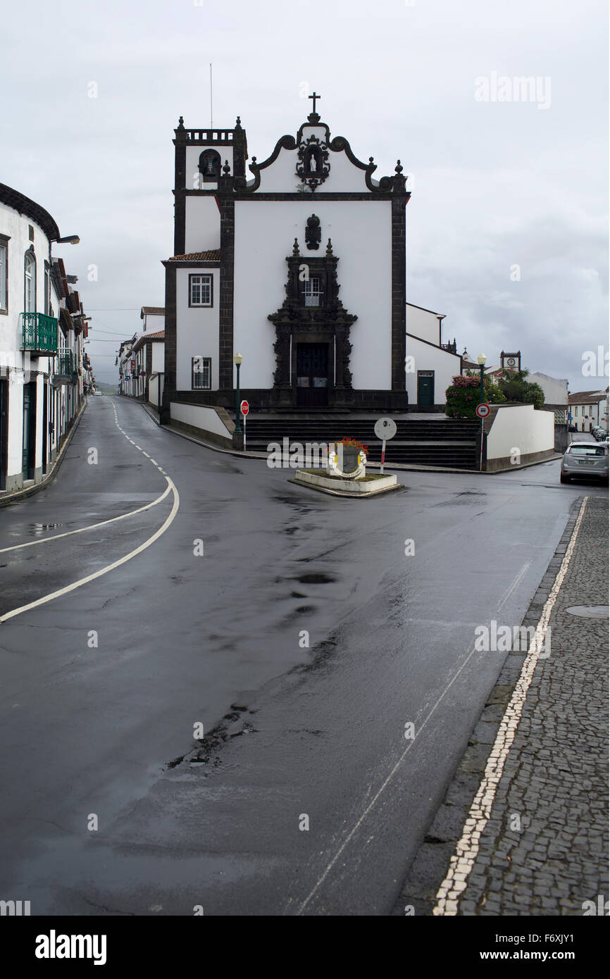 Katholische Kathedrale in der Stadt von Vila Franca do Campo auf der Insel São Miguel, Azoren Stockfoto