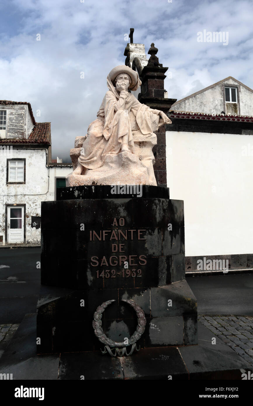 Denkmal der Infante de Sagres in der Stadt von Vila Franca do Campo auf der Insel São Miguel Stockfoto