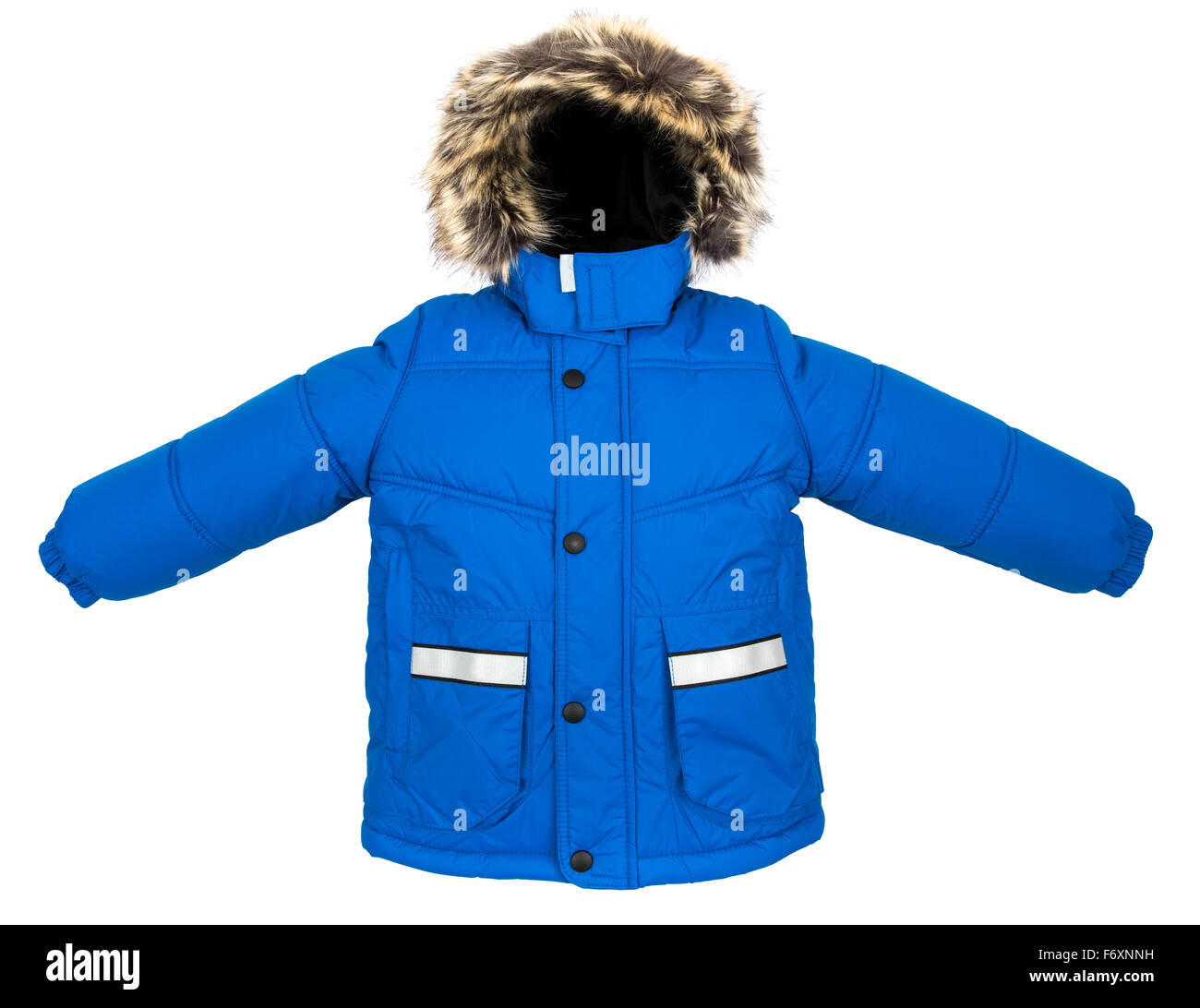 Warme Winterjacke isoliert auf weißem Hintergrund Stockfoto